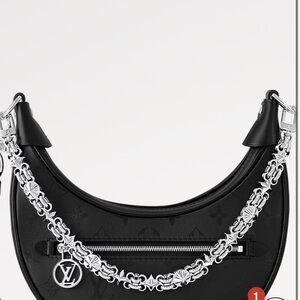 Louis Vuitton Black and Silver Shoulder Bag with Chain Detail